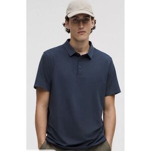 Lululemon‎ Performance Polo Golf Shirt Mens Size Small Navy Blue Stretch Wicking